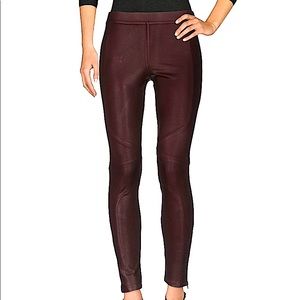 David Lerner maroon motorcycle pants leggings